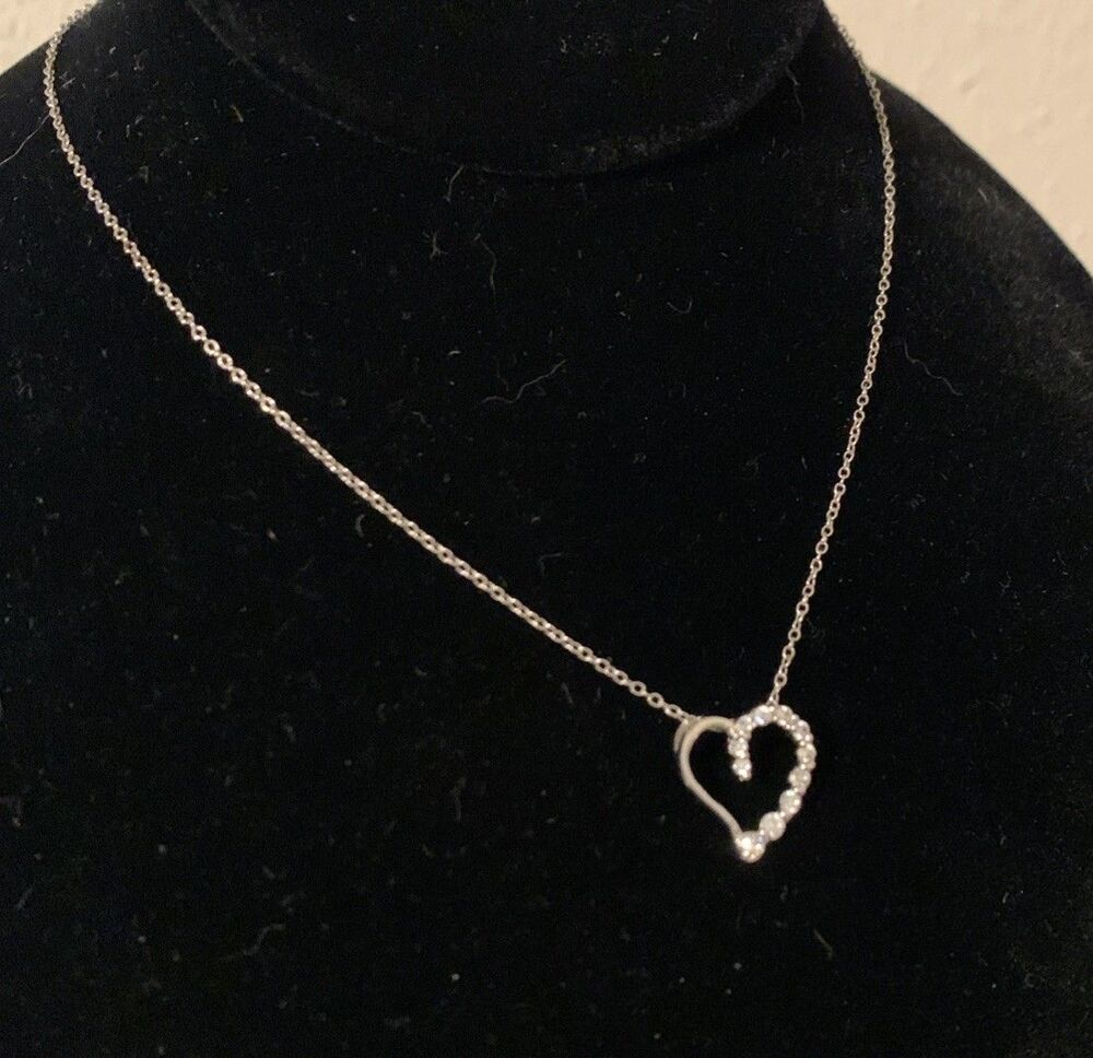 Sterling Silver Open Heart Necklace 18"